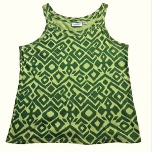 Avenue Green Ribbed Geometric Y2K Festival Tank Top Size 22/24